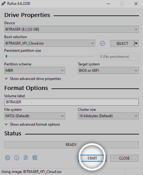 BitRaser Cloud Console download section with the BitRaser Drive Eraser cloud variant option highlighted