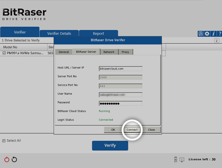 BitRaser Cloud Console download section with the BitRaser Drive Eraser cloud variant option highlighted