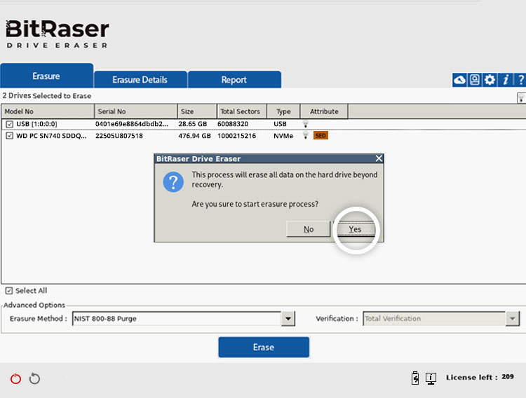 Connect  the BitRaser Application to the BitRaser Server