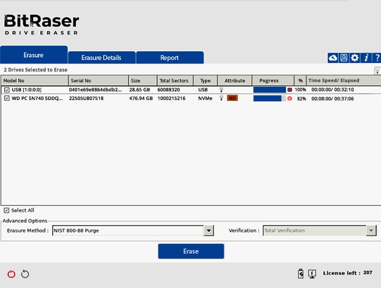 Connect  the BitRaser Application to the BitRaser Server