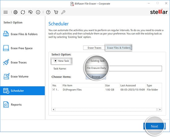 Select File & Folder Task Type and Press Next