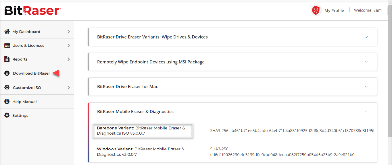 Download BitRaser Mobile Eraser & Diagnostics Barebone Variant