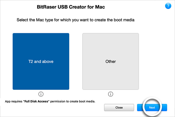 BitRaser USB Creator Main Screen T2 and above highlighted