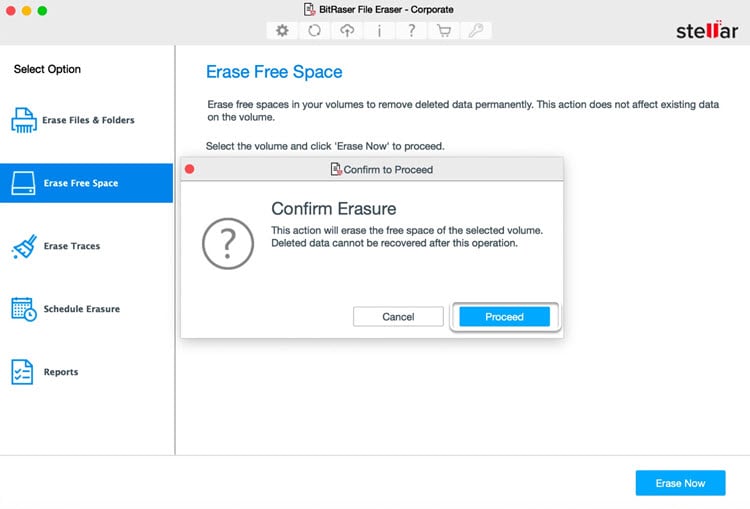 Erase Free Space Confirm Erasure Screen BitRaser File Eraser Corporate Mac