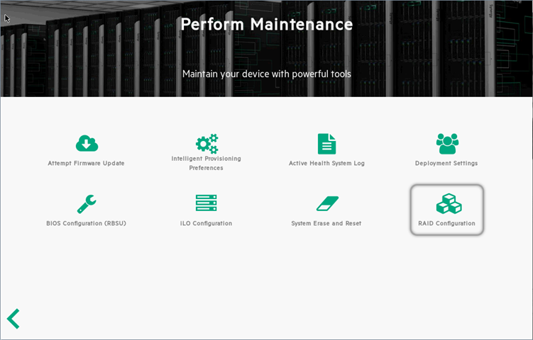 Perform Maintenance Screen HPE ProLiant Server