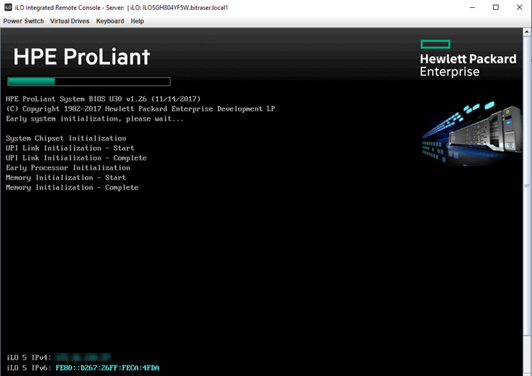 HPE ProLiant Server Booting Up screen