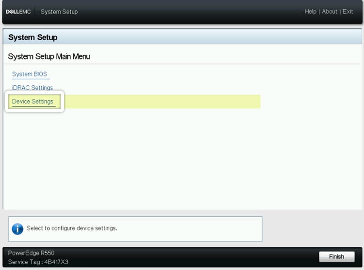 Dell EMC System Setup Screen