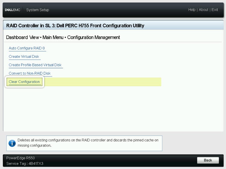 Configuration Management Screen