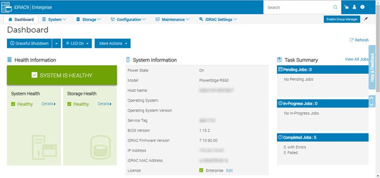 iDRAC Dashboard