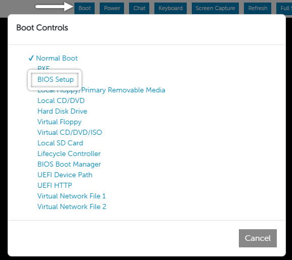 Boot Screen Dell EMC Server