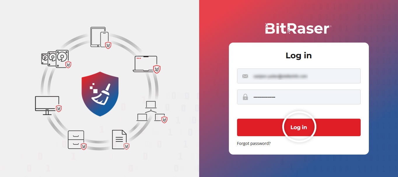 BitRaser Cloud Console Login Screen