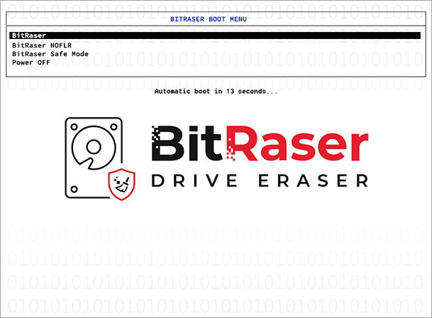 BitRaser Boot Menu Select BitRaser Press Enter