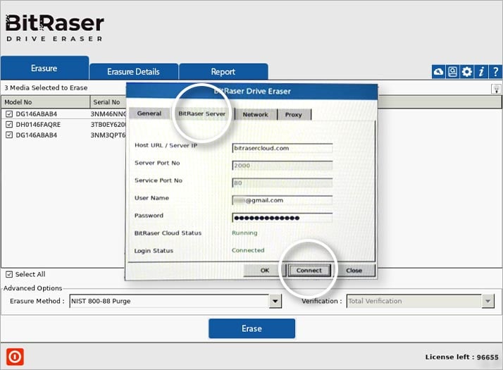 Connect to BitRaser Cloud Account and Retrieve your Licenses