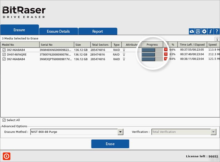 Erasure Progress Screen Dell PowerEdge Server